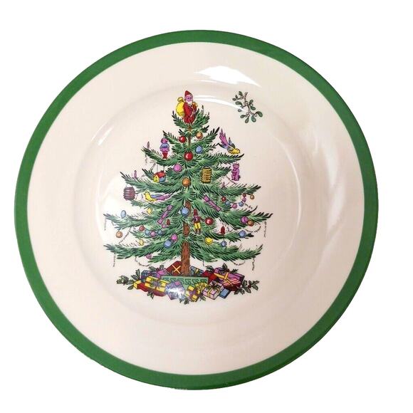 4 Plates SPODE 8" PLATES Salad Dessert Christmas Tree REPLACEMENT Excellent - Picture 2 of 13